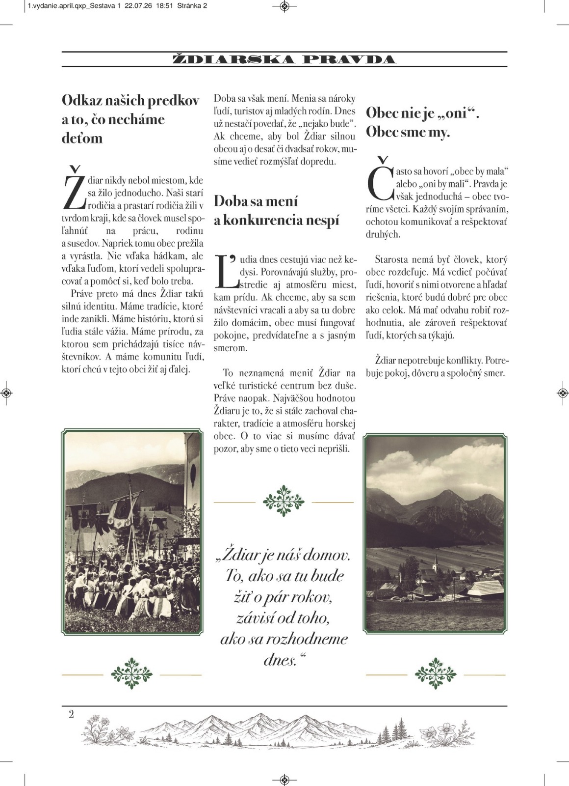 Ždiarska pravda, strana 2 - Odkaz našich predkov